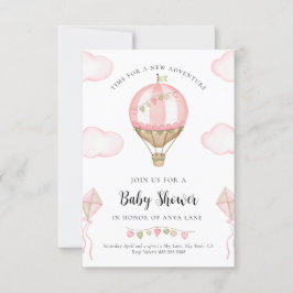 Chica de invitación de Baby Shower de globo aerost