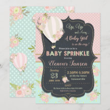 Chica de invitación de Baby Shower de globo aerost