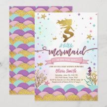 Chica De Invitación De Baby Shower De Mermaid Unde