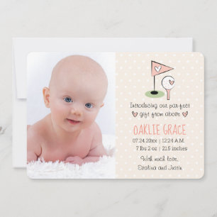 Chica de Invitación de bebé de golf rosa