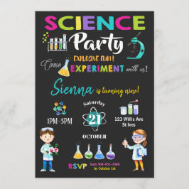 Chica de invitación de cumpleaños de Mad Science F