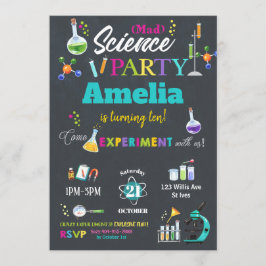 Chica de invitación de cumpleaños de Mad Science F