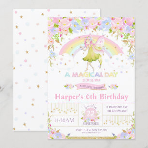 Chica de invitación de cumpleaños de Rainbow Fairy