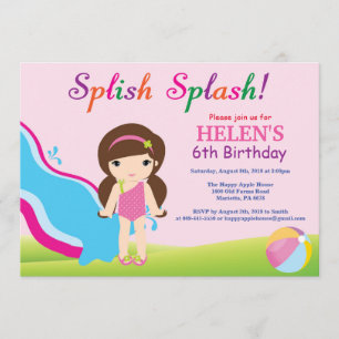 Chica de invitación de cumpleaños Fiesta de la pis