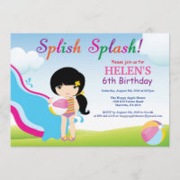 Chica de invitación de cumpleaños Fiesta de la pis