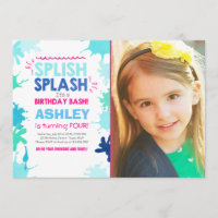 Chica de invitación de cumpleaños Splish Splash