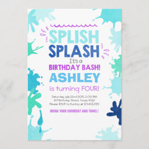 Chica de invitación de cumpleaños Splish Splash Fi