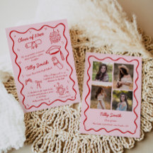 Chica de Invitación de graduación de Doodle Rosa 4