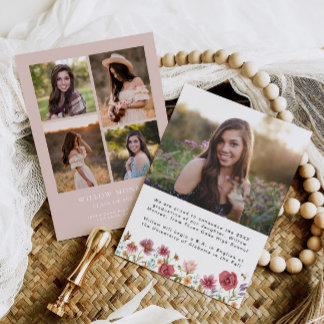 Chica de Invitación de Graduación de Flores Silves