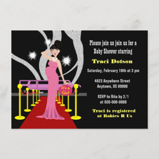 chica de invitación de Hollywood Baby Shower
