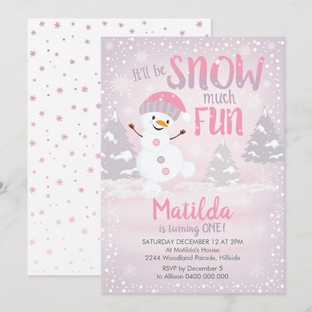 Chica de Invitación de Invitación de Cumpleaños de (Anverso / Reverso)