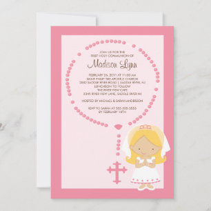 Chica De Invitación De La Primera Comunión Cute Ro