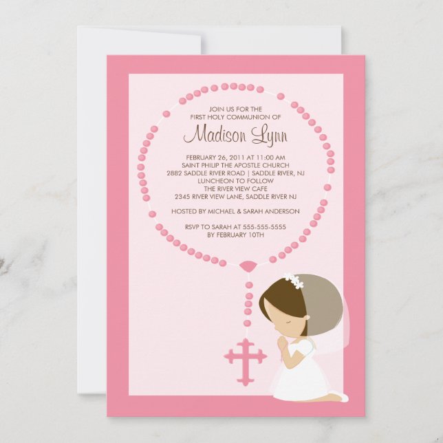 Chica de invitación de la primera comunión del Ros (Anverso)