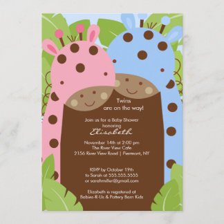 Chica de invitación de los gemelos a Baby Shower
