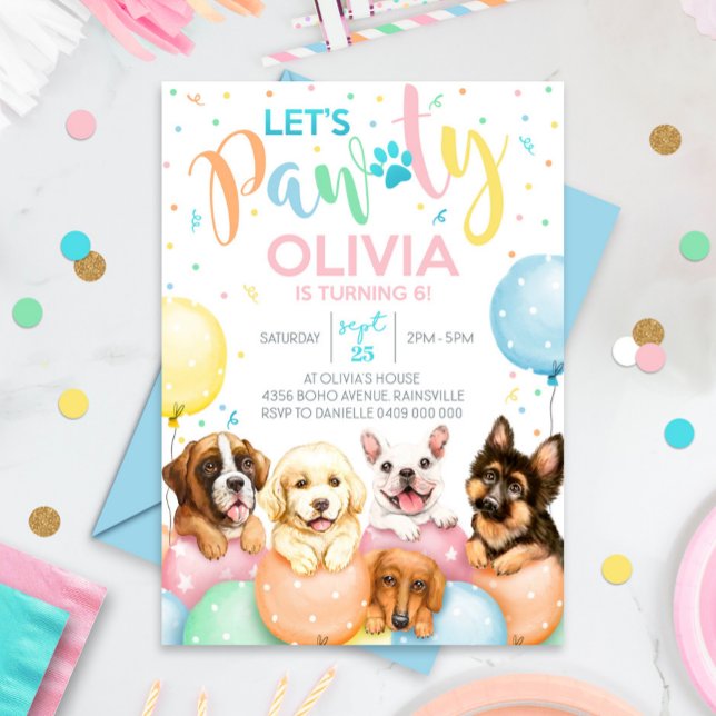 Chica de invitación de perro de Puppy Pawty (Subido por el creador)