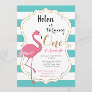 Chica de Invitación de Primer Cumpleaños de Flamin