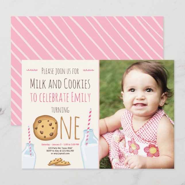 Chica de invitación del partido Leche y Cookies Cu (Anverso / Reverso)