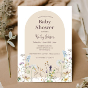 Chica de invitaciones a Baby Shower con flores sil