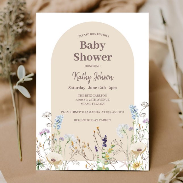 Chica de invitaciones a Baby Shower con flores sil (Subido por el creador)