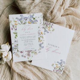 Chica de invitaciones a Baby Shower con flores sil