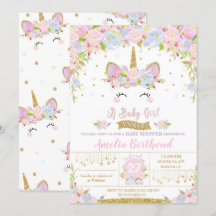 Chica de invitaciones a Baby Shower de Floral Cute