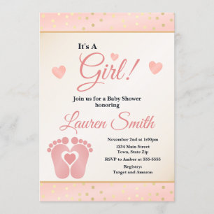 Chica de invitaciones a Baby Shower de huella, ded
