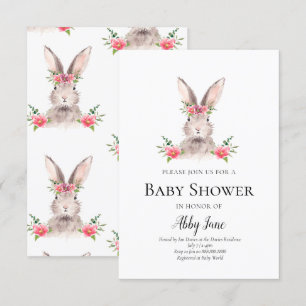 Chica de invitaciones a Baby Shower para conejitos