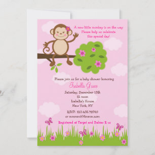 Chica de invitaciones a bebés monos