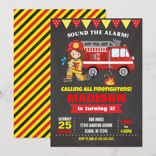 Chica de invitaciones a cumpleaños (Anverso / Reverso)