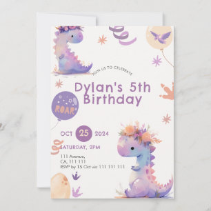 Chica de invitaciones a cumpleaños de dinosaurio l
