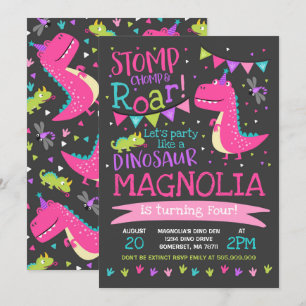 Chica de invitaciones a cumpleaños Dinosaur Fiesta