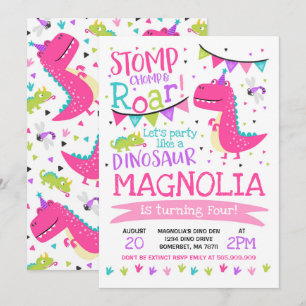 Chica de invitaciones a cumpleaños Dinosaur Fiesta