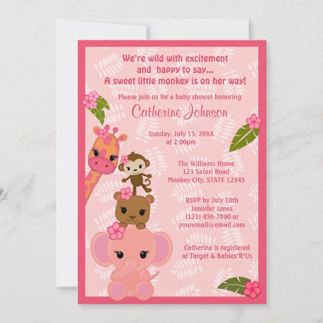 CHICA de invitaciones a duchador de bebés de la ju (Anverso)