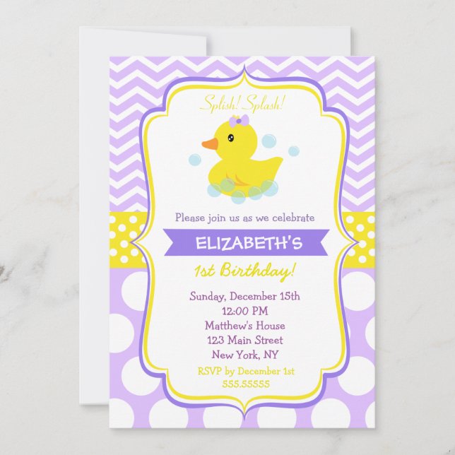 chica de invitaciones a fiesta de cumpleaños de du (Anverso)