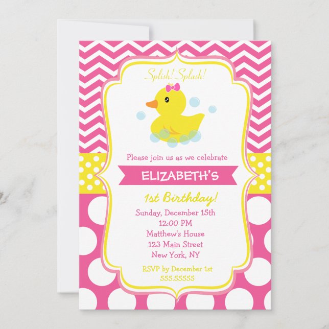 chica de invitaciones a fiesta de cumpleaños de du (Anverso)