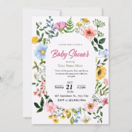 Chica de invitaciones a la ducha con flores blanca