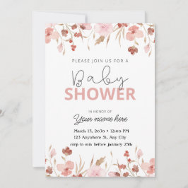 Chica de invitaciones a la ducha con flores y rosa
