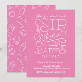 Chica de Invitaciones a Sip y See Baby Shower