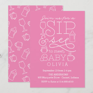 Chica de Invitaciones a Sip y See Baby Shower