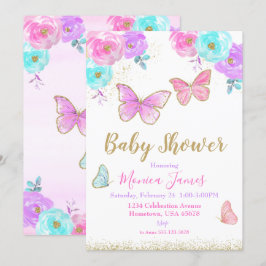 Chica de invitaciones Baby Shower a mariposa Baby 