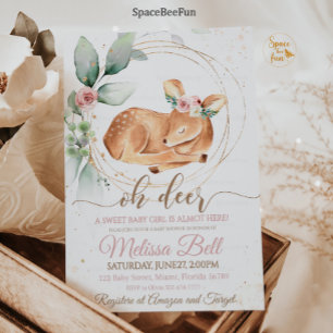 Chica de invitaciones Baby Shower para venados de 