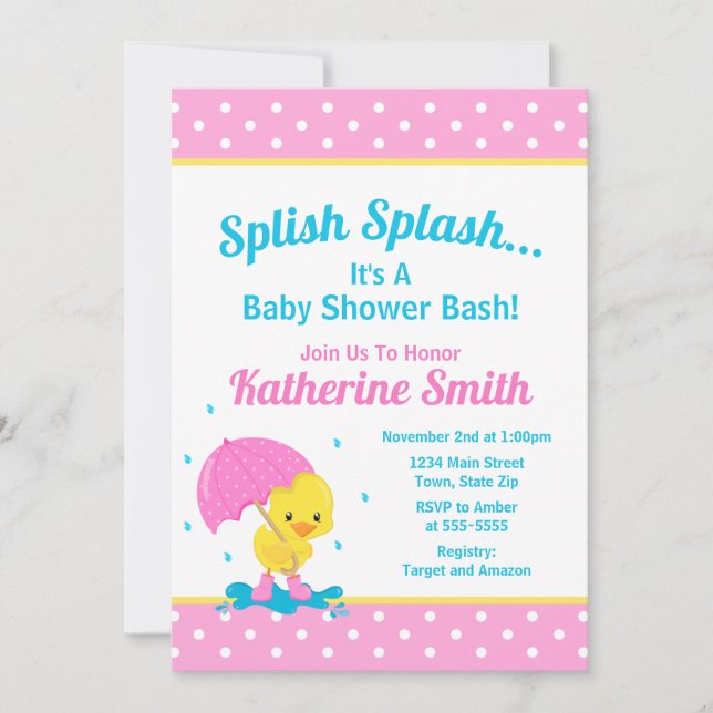 Chica de invitaciones de Baby Shower Pink (Anverso)