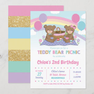 Chica de invitaciones de cumpleaños a un picnic de