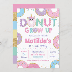 Chica de Invitaciones de Cumpleaños de Donut Grow