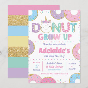 Chica de Invitaciones de Cumpleaños de Donut Grow