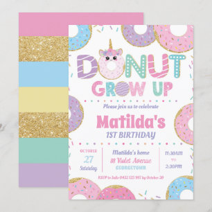 Chica de Invitaciones de Cumpleaños de Donut Grow
