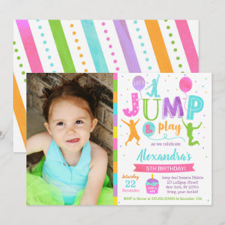 Chica de Invitaciones de Cumpleaños de Jump Trampo