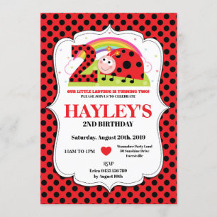 Chica de invitaciones de cumpleaños de Ladybug 2º