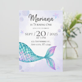 chica de invitaciones de cumpleaños de mermaid