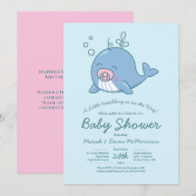 Chica de invitaciones de Cute Whale Baby Shower Ka